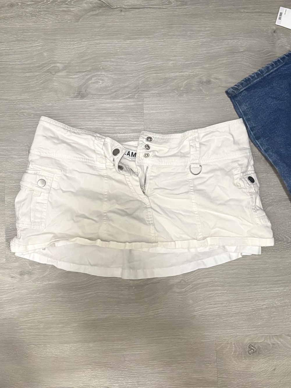 I.AM.GIA White Mini Skirt with Utility Details